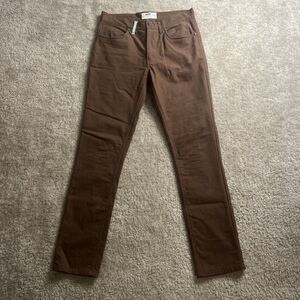 Jetty Mens Size 30x30 Faded Mariner Flannel Lined Skinny Leg Canvas Pants Brown